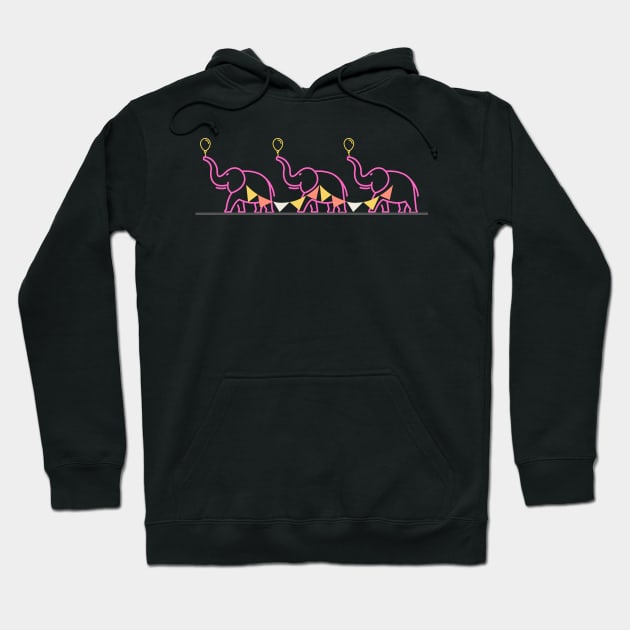 Pink Elephants on Parade Hoodie by Serene Twilight